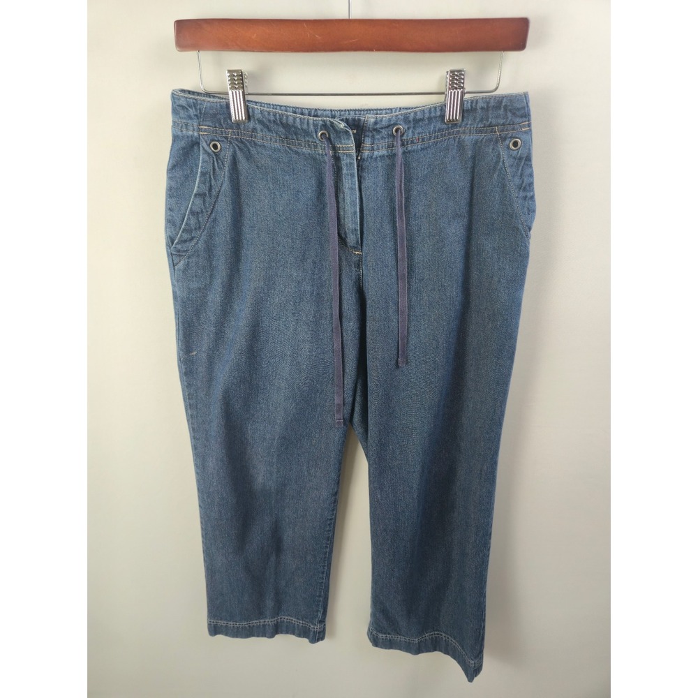 J. Jill Denim Crop Pants Womens 4 Blue Cotton Drawstring Capris 1323